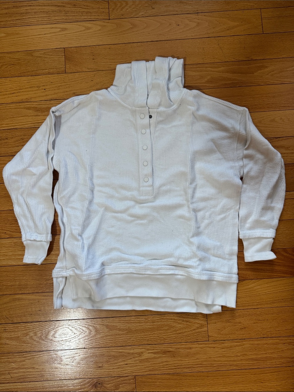 aerie Women's White Half Button Hoodie Pullover